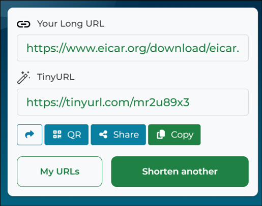 Malicious URL shortened